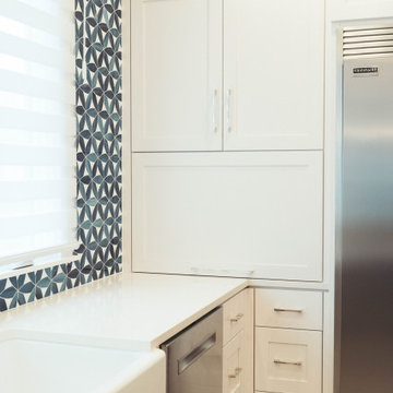 Modern Blue & White Kitchen and Laundry
