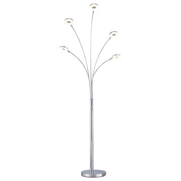 LED 5-Arched Floor Lamp With Dimmer, 73"