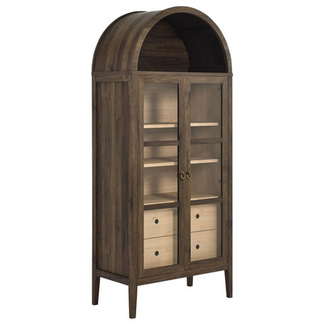 Nolan Tall Arched Storage Display Cabinet, Walnut Hickory
