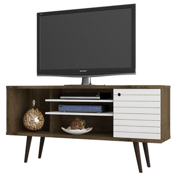 Manhattan Comfort Liberty Wood TV Stand for TVs up to 50" in Brown/White