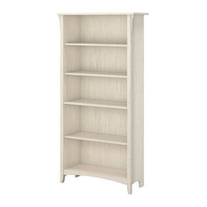 Salinas 5 Shelf Bookcase in Antique White - Engineered Wood