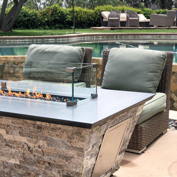 Custom Tapered Fire Table with Natural Stone – Propane