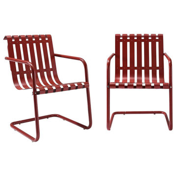 Gracie Stainless Steel Chair Set of 2, Red