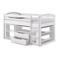 Bolton Furniture - Addison Wood Junior Loft With Storage Drawers, Bookshelf, Desk - Loft Beds