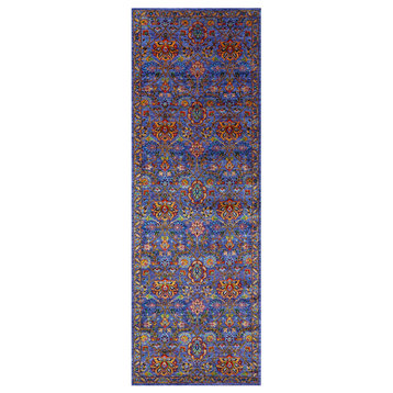 Persian Tabriz Wool & Silk Hand Knotted Runner Rug 4' 2" X 12' 4" - Q21568