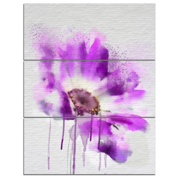 Beautiful Purple Rose Watercolor, Floral Triptych Canvas Print, 28x36, 3 Panels