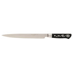 Master Grade - I.O. SHEN Master Grade Fish Fillet Knife, Kitchen Knife, Meat Knife - 8"/ 199 mm - The I.O. Shen Flexible Fillet Knife is designed for exceptional versatility, excelling at filleting fish, slicing poultry, and carving the Sunday roast. Its slender blade and ergonomic handle offer precise control, making it easy to use. Featuring Triplex Steel Technology, this meat knife utilizes a super-hard Rockwell 62° steel core sandwiched between softer Rockwell 10° stainless steel layers to create an unparalleled cutting edge. Masterfully crafted with a 15° angle edge, this cutting knife delivers extraordinary sharpness and longevity. Each knife undergoes approximately 7 hours of meticulous hand-finishing. The unique “Yin Yang” handle design enhances balance and stability, while the ebonite material ensures durability and heat resistance. For best results, hand wash only—dishwasher use may damage the knife.