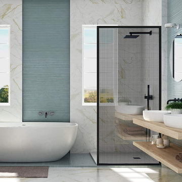 Laminated glass shower screen ,34'' W x 74" H