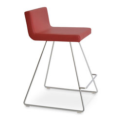 Dallas Wire Counter Chrome- Red Leatherette - Bar Stools And Counter Stools