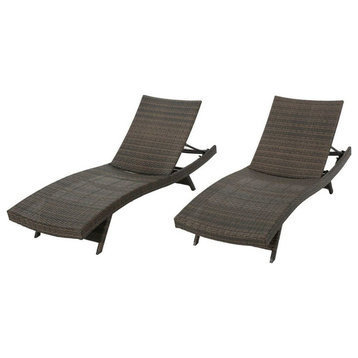 GDF Studio Thelma Outdoor Wicker Chaise Lounge Chair, Set of 2