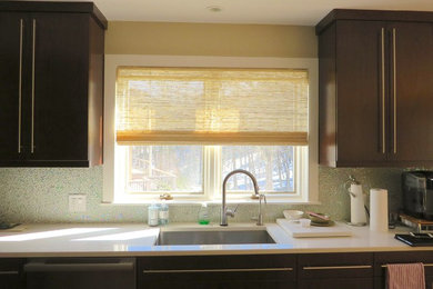 This recently installed Horizons woven wood blind adds practical elegance to thi