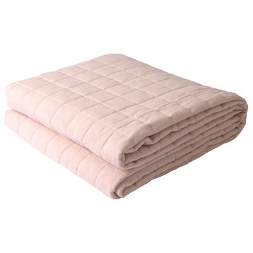 Linen and Cotton Diamond Quilt, Pink, Twin