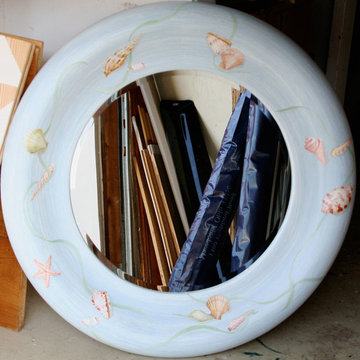 Housefox Design - hand painted seashells on a mirror.