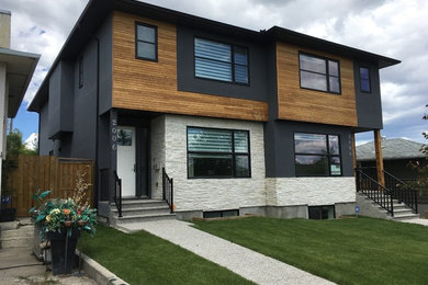 Home design - mid-sized contemporary home design idea in Calgary