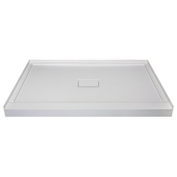 Transolid Low Threshold 34" L x 48" W Shower Base With Center Drain, Gray