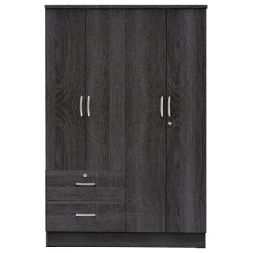 Pemberly Row 4 Doors & 2 Drawers Modern Engineered Wood Armoire in Gray
