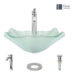 RENE BY ELKAY R5-5011-R9-7006-C FROSTED GLASS VESSEL SINK WITH CHROME VESSEL FAU - Bathroom Sinks