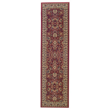 Aiden Traditional Vintage Inspired Red/Ivory Rug, 2'7" x 9'4"