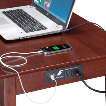 AFI Shaker Solid Wood Writing Desk with Built-In Charger in Walnut