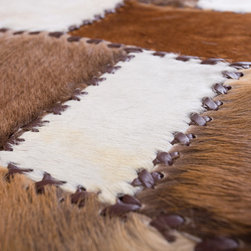 Unique Handmade Cowhide Patchwork Hallway & Stair Runner, Brown White, 6'8"x2'7" - Hall And Stair Runners