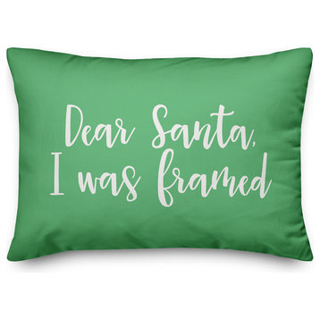 Dear Santa, I Was Framed, Light Green 14x20 Lumbar Pillow