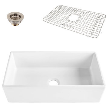 Thompson Traders KSA-495FC Fireclay 36" Farmhouse Single Basin - Gloss White