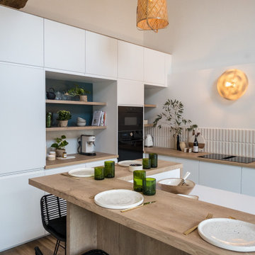 Rénovation d’une longère dans les Yvelines  Cuisine conviviale et lumineuse