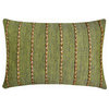 Green Jute 12"x20" Lumbar Pillow Cover Lace, Chevron Weave - Mossy Jute Magic