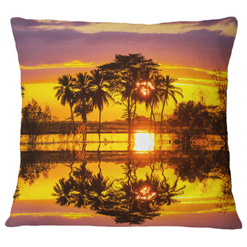 Trees Mirrored in Flooded Waters Landscape Wall Throw Pillow, 18"x18"