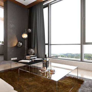 Penthouse interior in the residential complex "Zarechny", Kiev, area 100 sq.m.