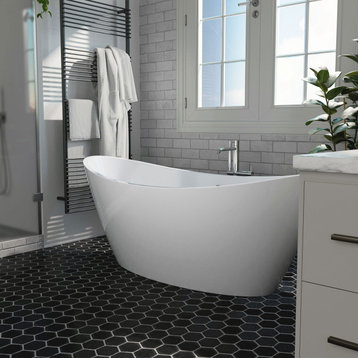 Empava Luxury Freestanding Bathtub Acrylic Soaking SPA Tub, White, 59FT1518, 59"