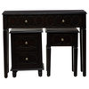 Set of 3 Black Wood Traditional Console Table, 32", 23", 23"