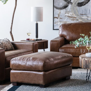 Softline Leather Ottoman in Splendor Chestnut