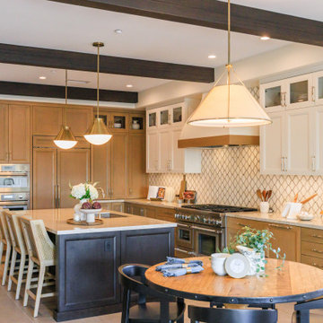 Warm Contemporary Kitchen with Mixed Cabinetry