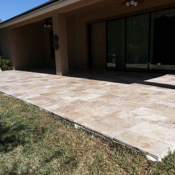 Noce Travertine French Pattern patio remodels