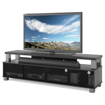 Bowery Hill Transitional Wood TV Stand for TVs up to 75" in Ravenwood Black