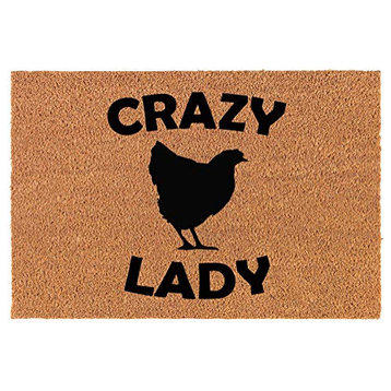 Coir Doormat Crazy Chicken Lady (30" x 18" Standard)