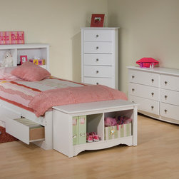 Prepac Monterey 4PC Kids Storage Bedroom Set in White - Bedroom Furniture Sets
