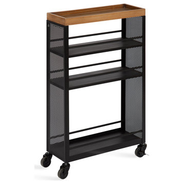 Piazza Storage Cart, Natural/Black 18x7x30