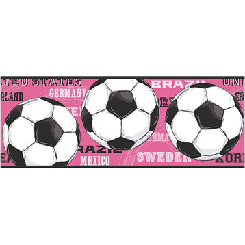 Wallpaper Border Sport Countries Black White Pink 9"x15'