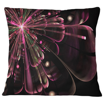 Light Purple Digital Flower Petals Close up Floral Throw Pillow, 16"x16"