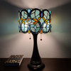 21" Stained Glass Two Light Jeweled Floral Drum Table Lamp