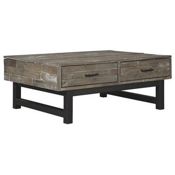 Bowery Hill Lift Top Coffee Table in Grayish Brown