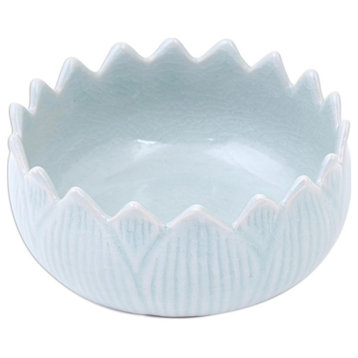Novica Handmade Peace Lotus Celadon Ceramic Bowl