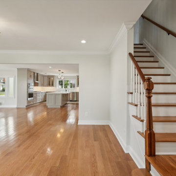 Wood Staircase with Turned Newel Post