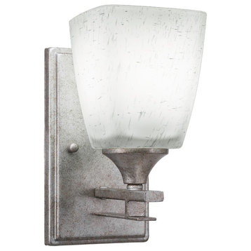 Uptowne 1-Light Wall Sconce, Aged Silver/Square White Muslin