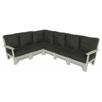 Bespoke 6-Piece Sectional Sofa Set, Jet Black/Coastal Teak