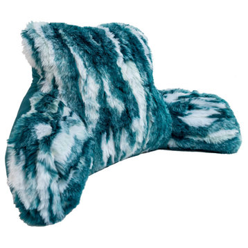 Jacquard Faux Fur Bed Rest NEED ASSEMBLY, 20" x 18" x 17", Deep Teal