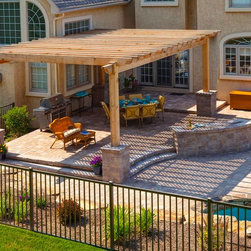 Wood Pergola on CST Wallstone Piers - Pergolas
