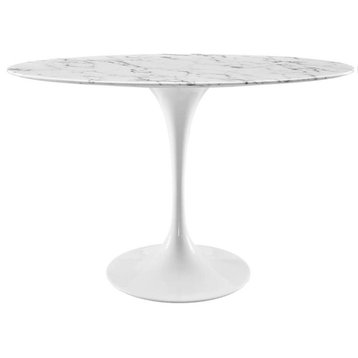 White Lippa 48" Oval-Shaped Artificial Marble Dining